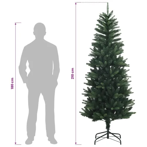 Umjetno božićno drvce s nogom 210 cm 300 LED lampica - 210 cm s LED svjetlima Zelena Cijena