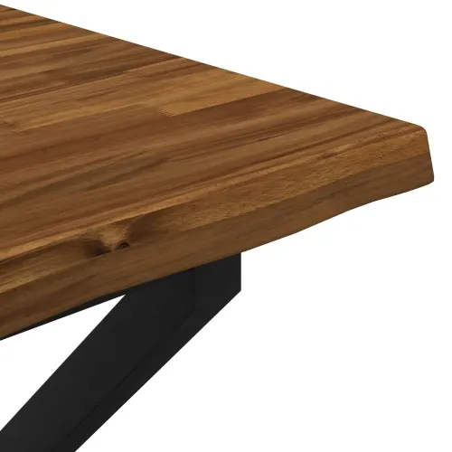 Stol za blagovanje s prirodnim rubom 80 x 80 x 75 cm - Prirodna i crna 80 x 80 x 75 cm Živi rub Cijena