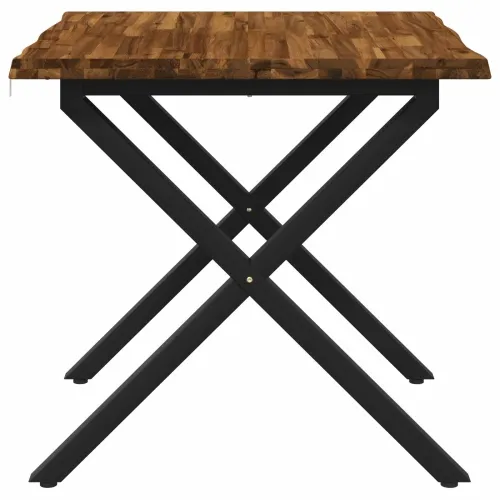 Stol za blagovanje s prirodnim rubom 80 x 80 x 75 cm - Prirodna i crna 80 x 80 x 75 cm Živi rub Cijena