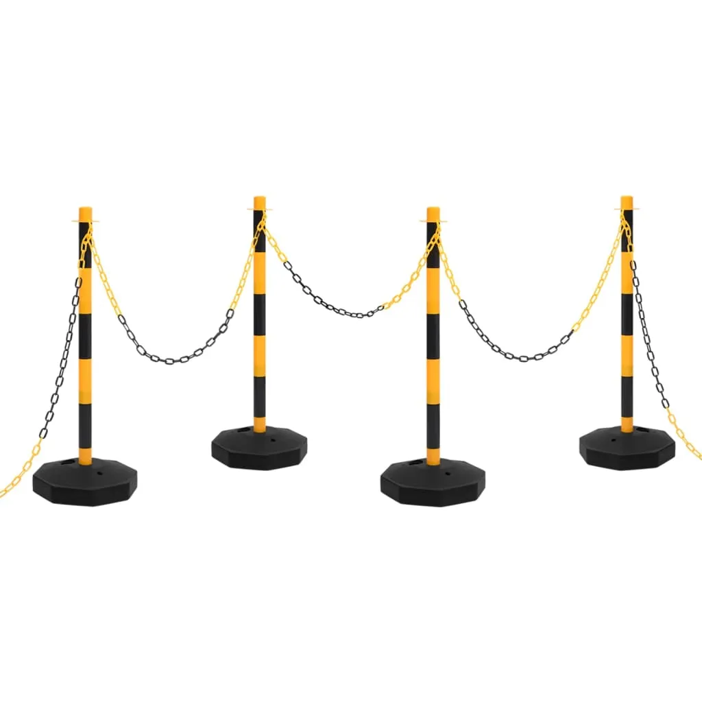 Stupići za parking – Set stupova s lancima 10 m plastični lanac - Žuta 4 - OUTLET - NEPREUZETO