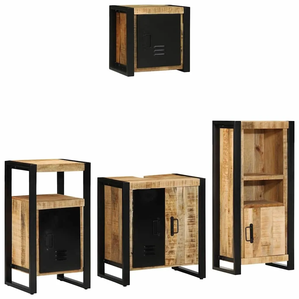 Set namještaja za kupaonicu 4 kom. Smeđa i crna 55 x 35 x 60 cm - masivno drvo manga