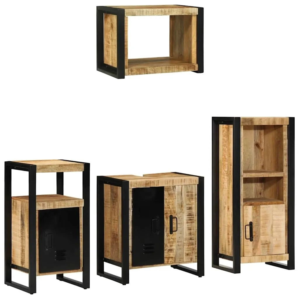 Set namještaja za kupaonicu 4 kom. Smeđa i crna 55 x 35 x 60 cm - masivno drvo manga