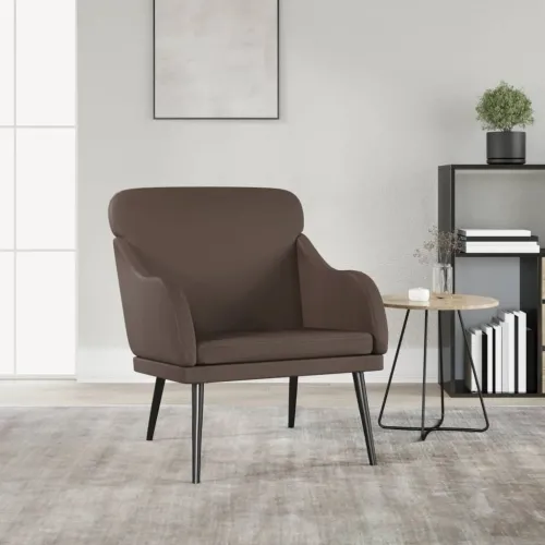 Fotelja smeđa 63 x 76 x 80 cm od umjetne kože - Smeđa Cijena