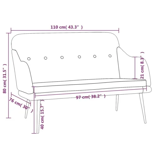Klupa svjetlosiva 110 x 76 x 80 cm od tkanine - Svjetlosiva Cijena