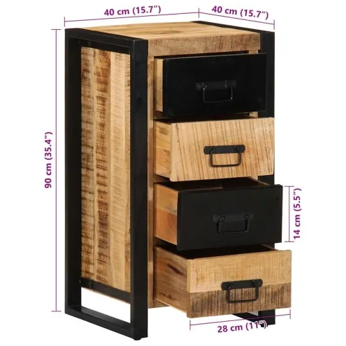Ormar s ladicama 40x40x90 cm Puno grubo drvo Mango - Smeđa Cijena