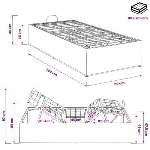 Električni podesivi okvir kreveta Tamnosiva 200 x 80 x 33,5 cm - Tamnosiva 80 x 200 cm Cijena