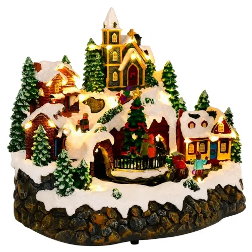 Božićno selo s vlakom SALO 25,5 x 20 x 23 cm Smola Šareni Cijena