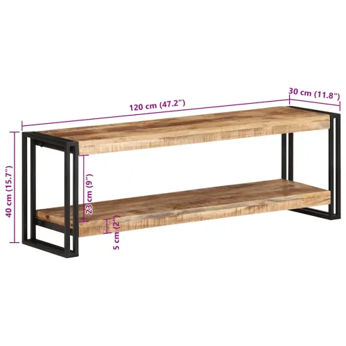 TV ormarić 120 x 30 x 40 cm od grubog drva manga - Crna 120 cm masivno drvo manga Cijena