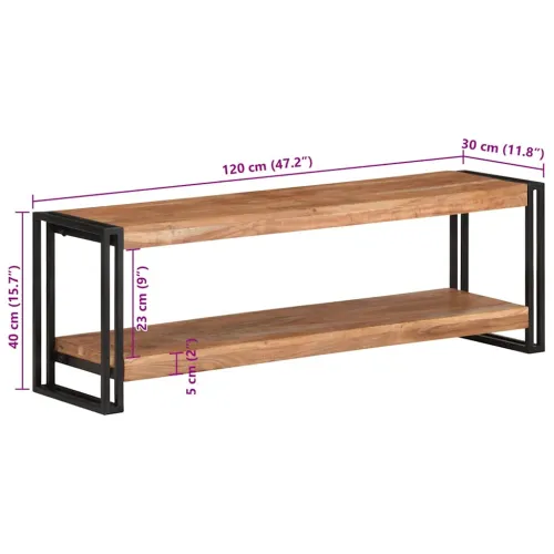 TV ormarić 120 x 30 x 40 cm od masivnog bagremovog drva - Crna 120 cm Masivno bagremovo drvo Cijena