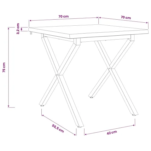 Stol za blagovanje s prirodnim rubom 70 x 70 x 75 cm - Prirodna i crna 70 x 70 x 75 cm Živi rub Cijena