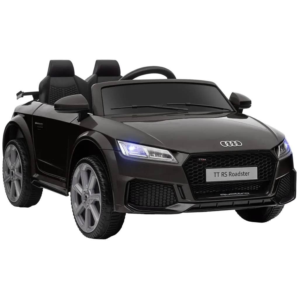 Audijev električni dječji automobil s 2.4G daljinskim upravljačem glazbom sirenom LED USB za djecu od 3-5 godina crni