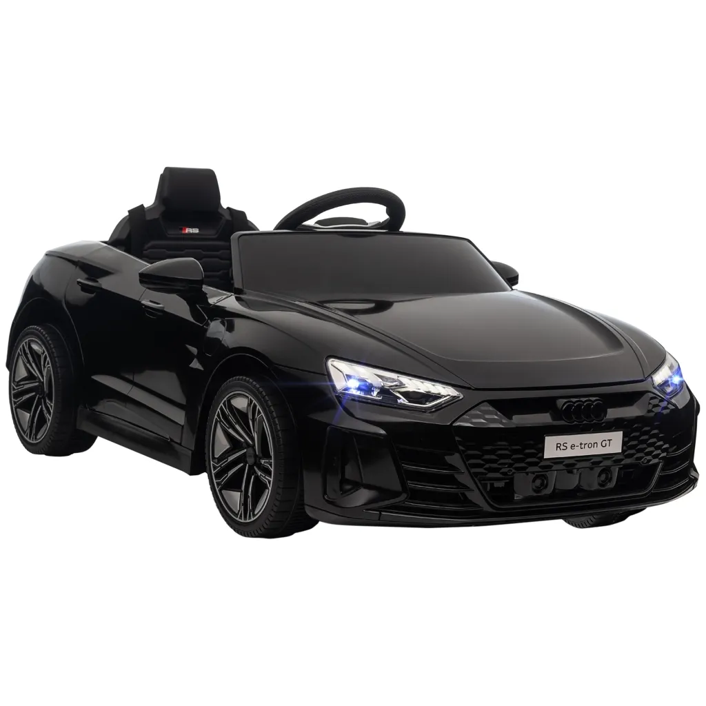 Dječji električni automobil Audijeva dozvola sa sigurnosnim pojasom daljinskim upravljačem svjetlima crni 103 x 58 x 41 cm