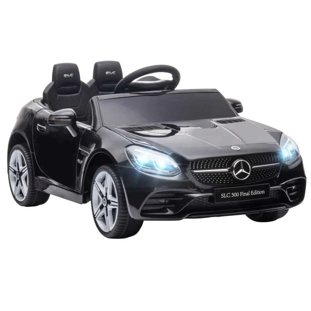 Dječji električni automobil s LED prednjim svjetlima sigurnosnim pojasom sirenom glazbom 3-5 km/h crni 107 x 62 5 x 44 cm