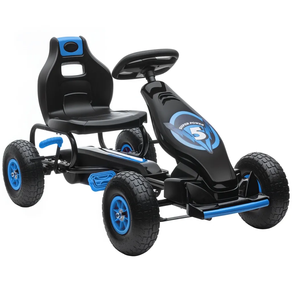 Dječji karting s pedalama podesivo sjedalo za unutarnju i vanjsku upotrebu od 5 godina plavo+crno 121 x 58 x 61 cm