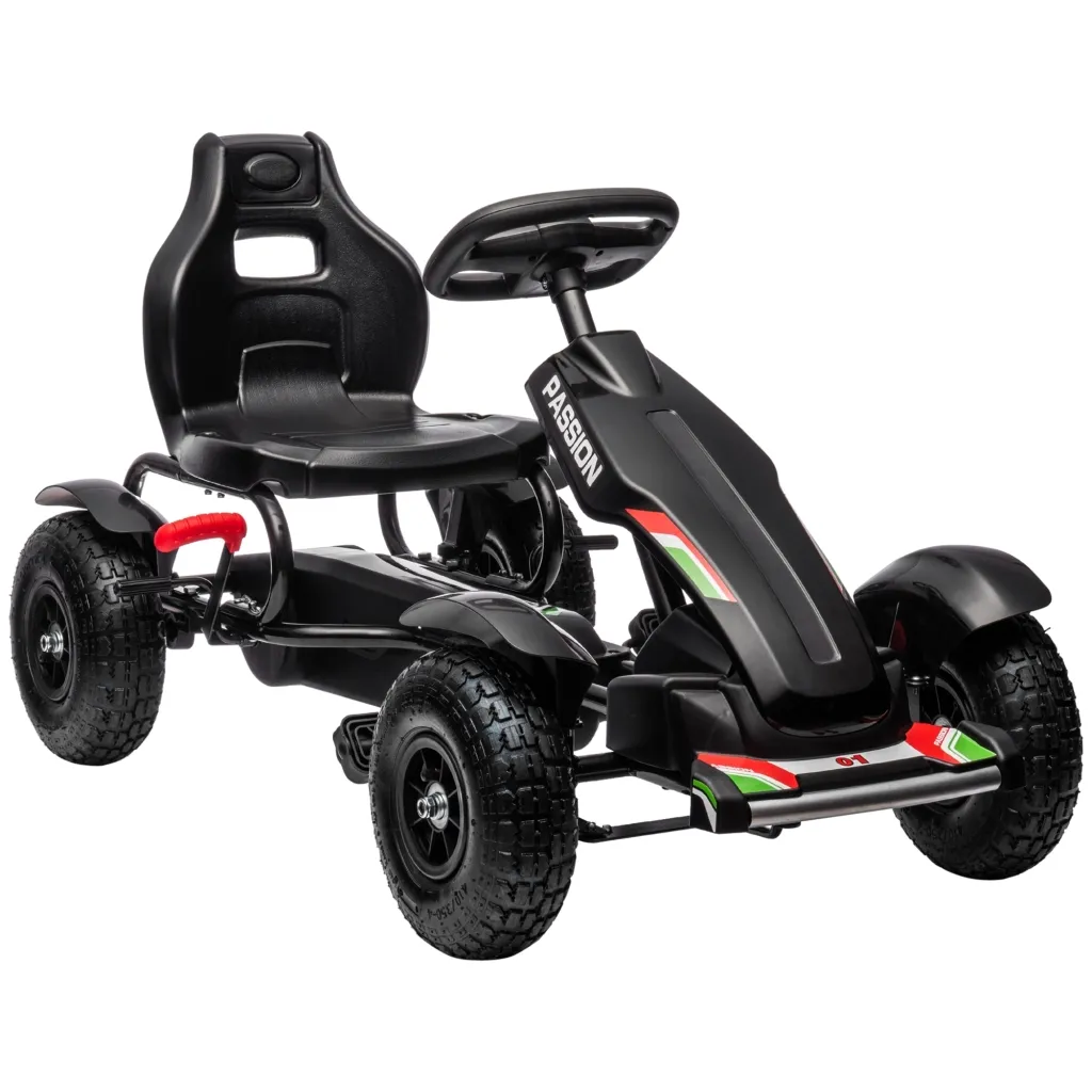 Dječji karting podesivo sjedalo ručna kočnica od 5 godina 121 x 58 x 61 cm crni