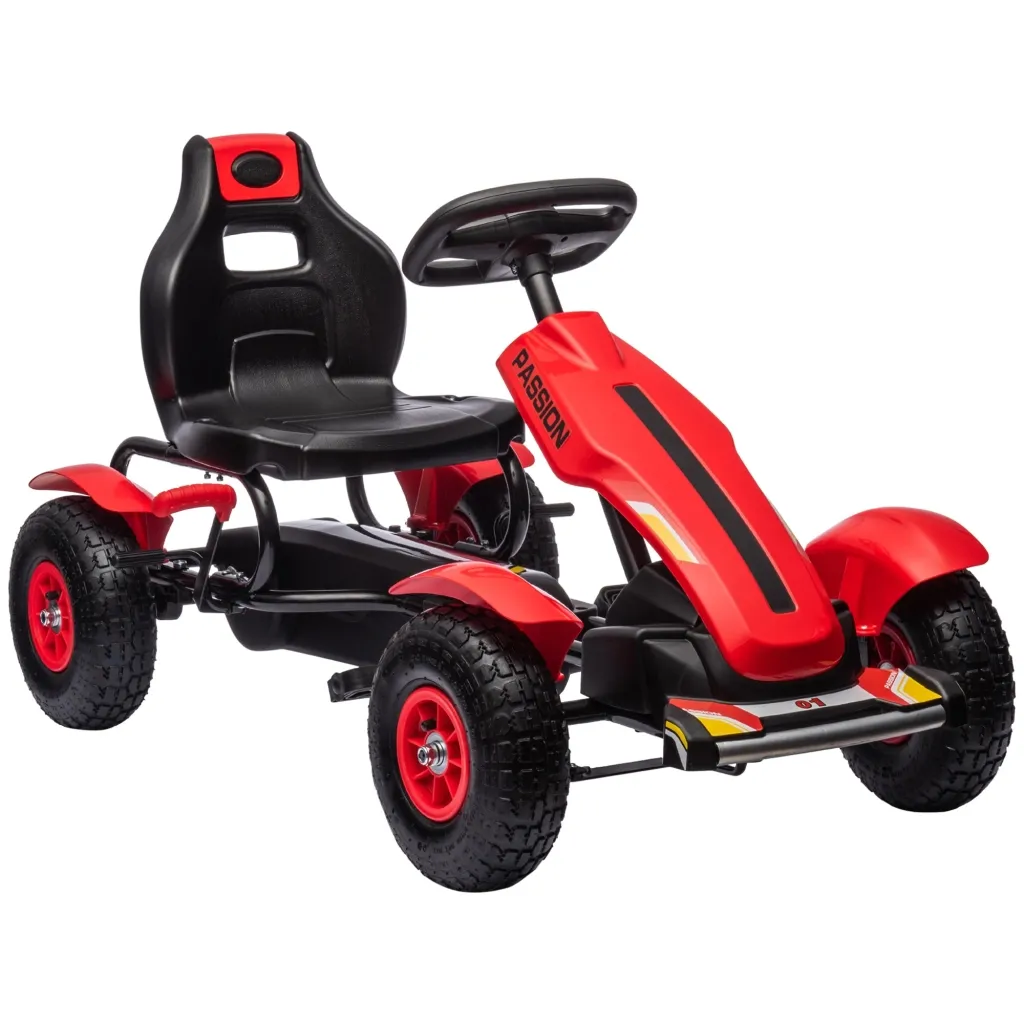 Gokart na pedale s ručnom kočnicom i podesivim sjedalom do 50 kg za djecu 5-12 godina crveni