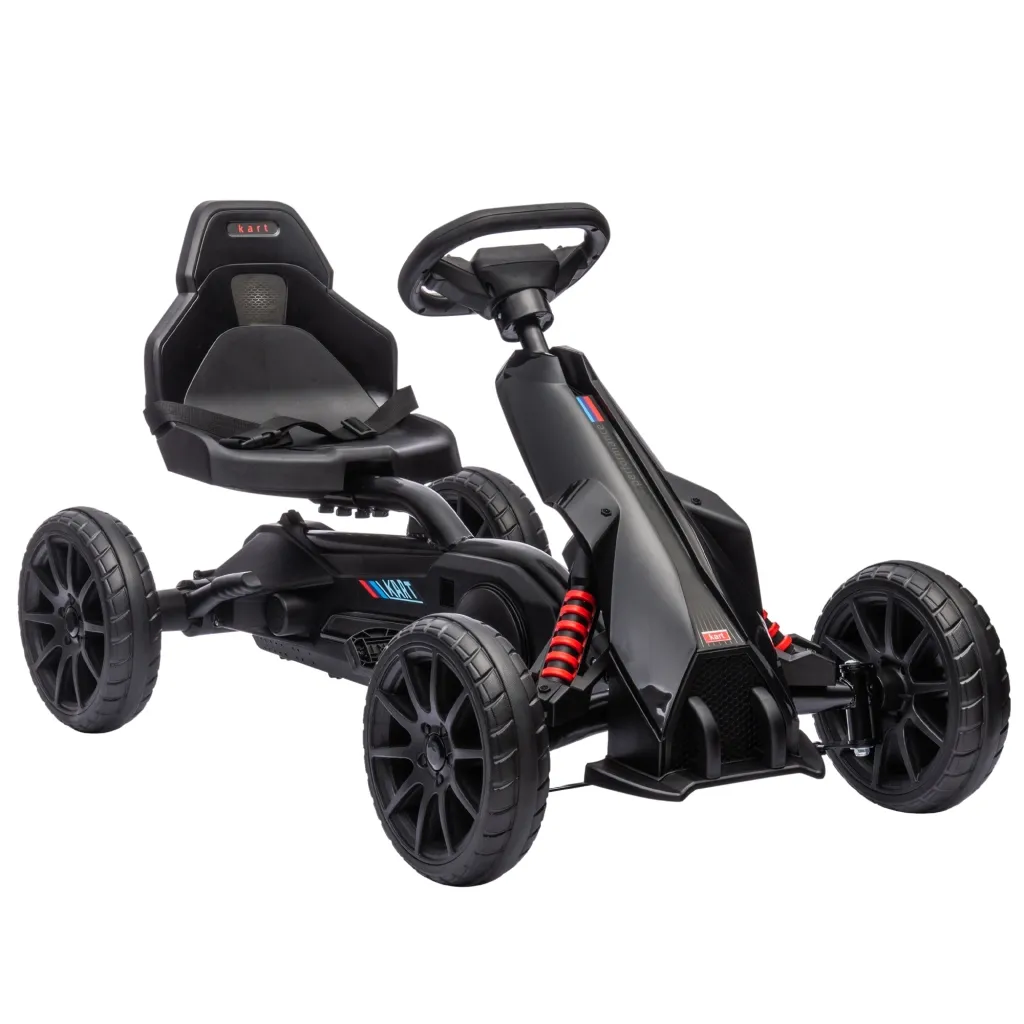 Gokart dječje vozilo na pedale s podesivim sjedalom i kočnicom 3-8 godina crno