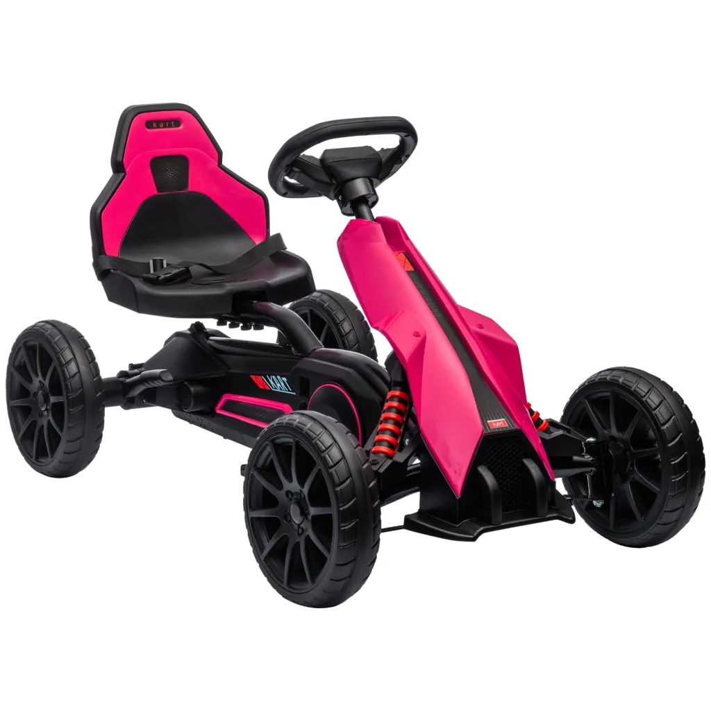 Gokart dječje vozilo na pedale s podesivim sjedalom i kočnicom 3-8 godina roza