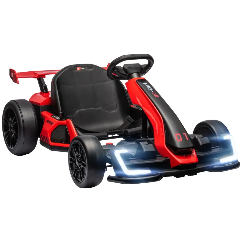 Gokart za djecu električni kart s funkcijom trube i glazbe podesivo sjedalo do 12 km/h plastika metal crvena