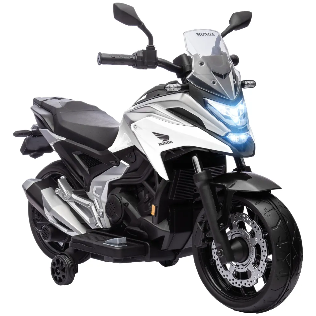 Električni dječji motocikl Honda 3 km/h glazba i svjetla 3-6 godina do 30 kg bijeli