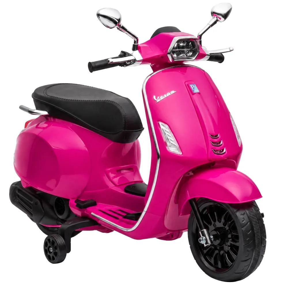 Električni dječji motocikl Vespa 3 km/h 3-6 godina glazba svjetla i radio roza