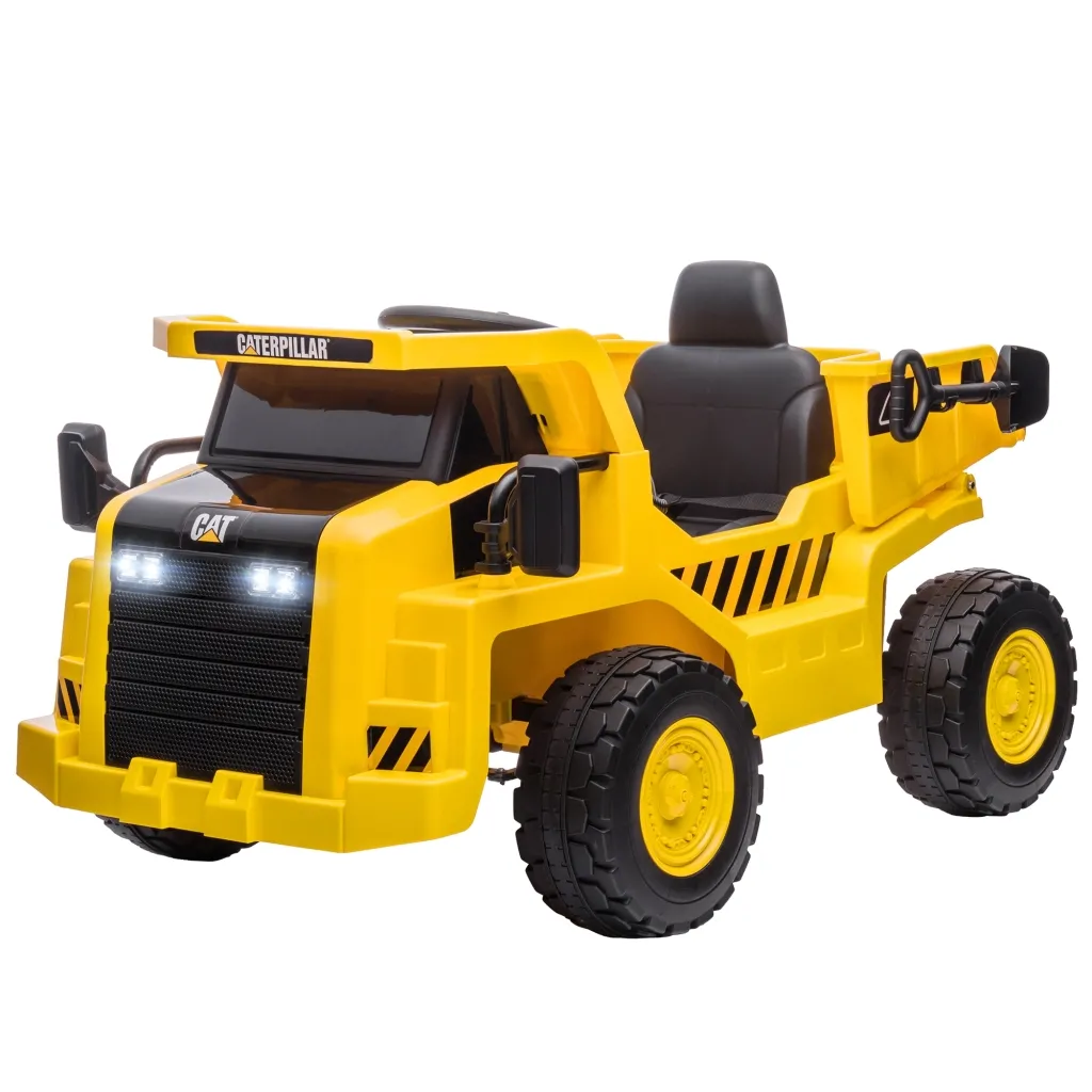 Električni dječji bager Caterpillar kiper 3-5 km/h s daljinskim upravljačem za uzrast 3-6 godina žuti