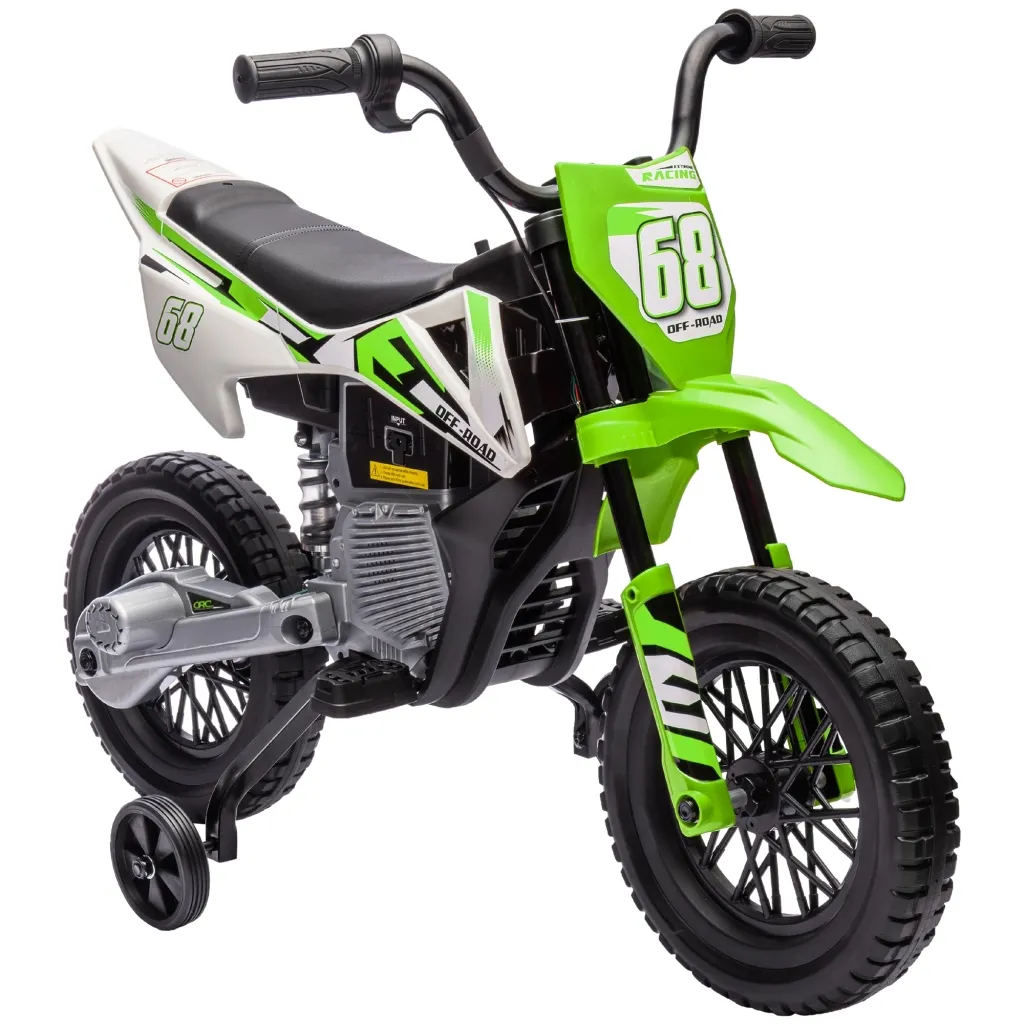 Električni motocikl za djecu 12V dječji motocikl s glazbom dječje vozilo s pomoćnim kotačima 3-6 godina zeleni