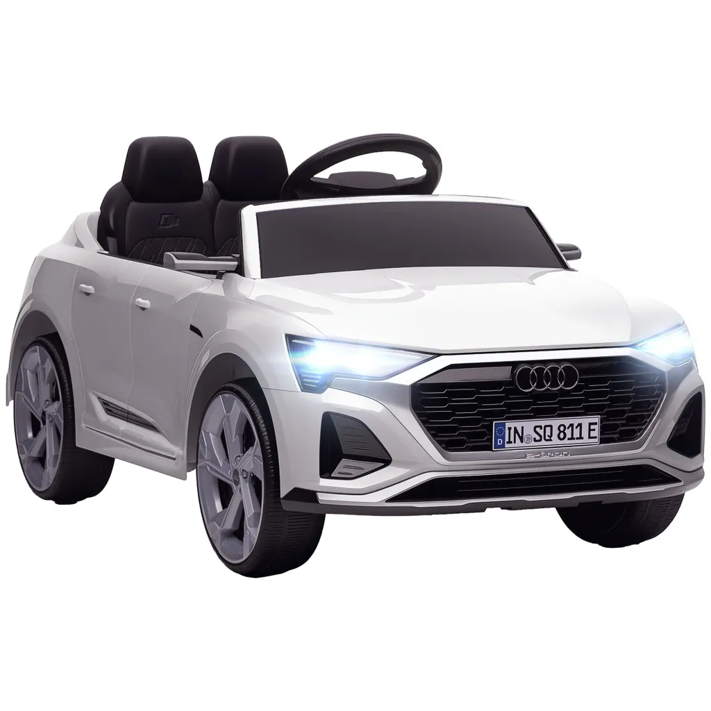 Električni dječji automobil 12V Audi Q8 3-5 km/h daljinski upravljač prednja svjetla glazba bijela