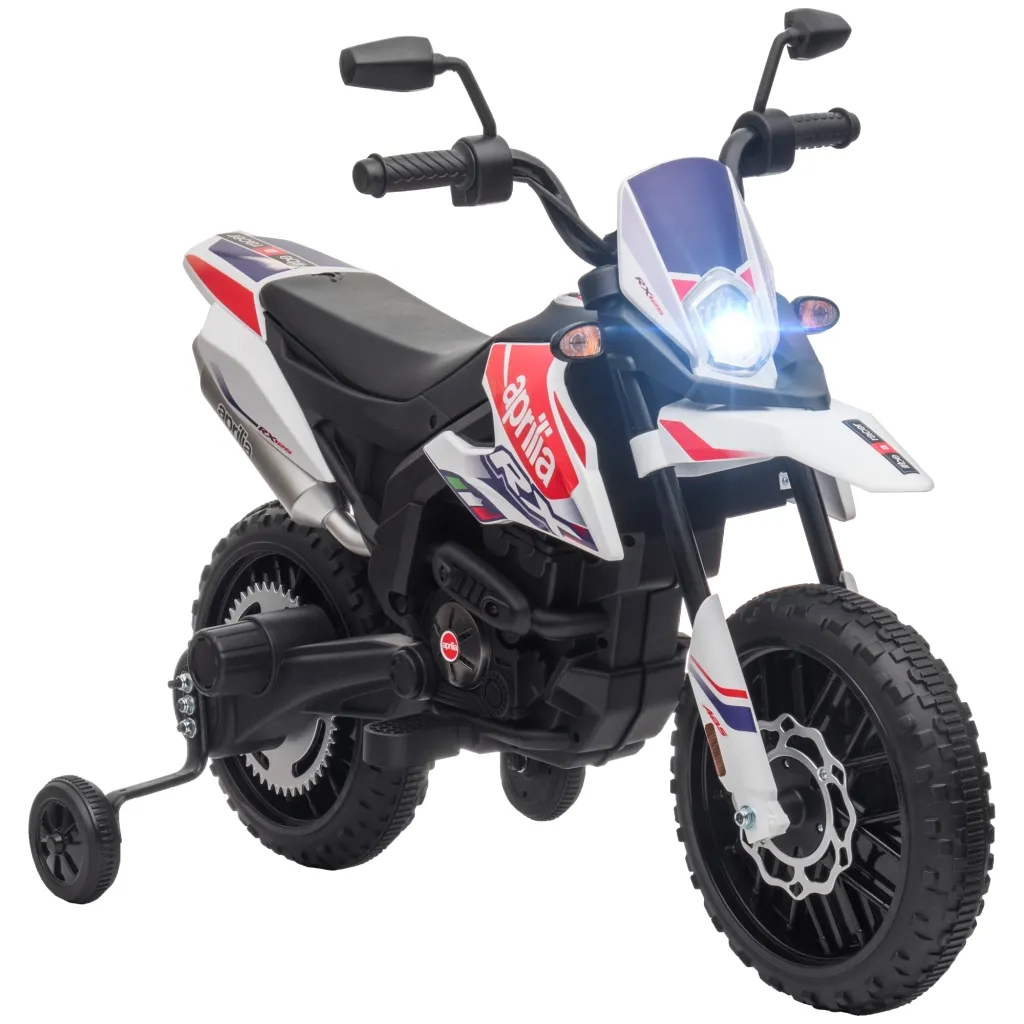 12V dječji motocikl s pomoćnim kotačima LED svjetlima glazbom USB-om električni motocikl za dječake i djevojčice bijeli