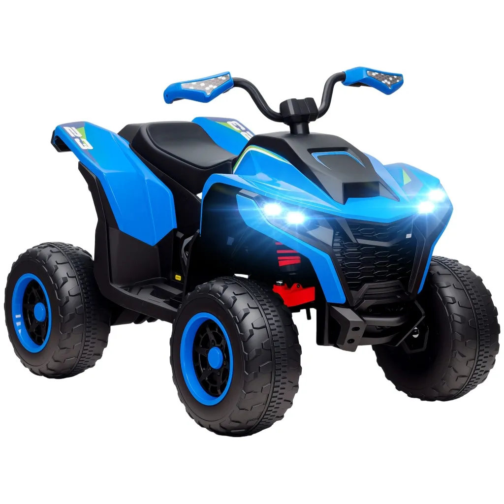 Električni quad za djecu 3-6 km/h LED prednja svjetla glazba USB za uzrast 3-8 godina plavi