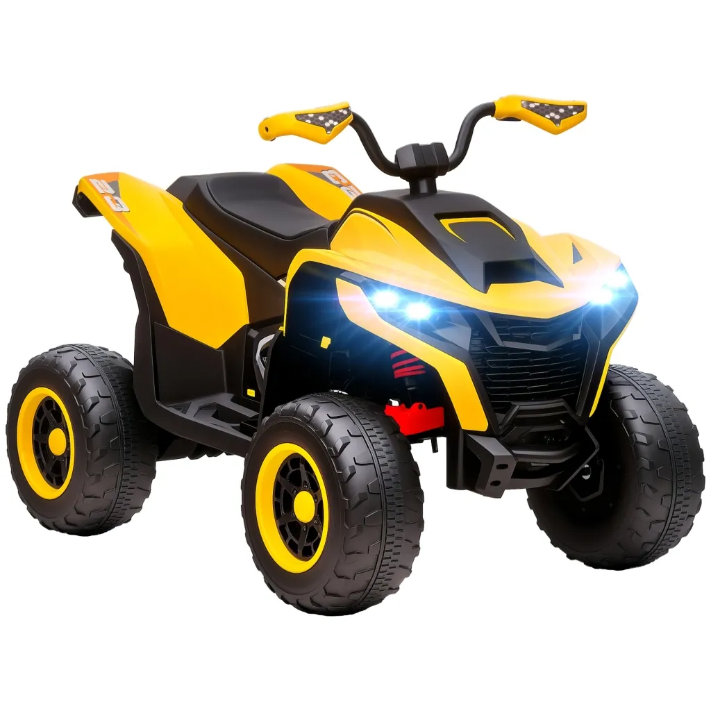 Električni quad za djecu 3-6 km/h LED prednja svjetla glazba USB za uzrast 3-8 godina žuti