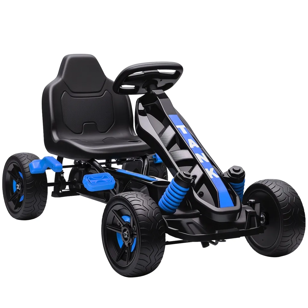 Gokart s pedalama automobil na pedale za djecu s kočnicom protuklizni kotači metalni okvir 3-6 godina plava