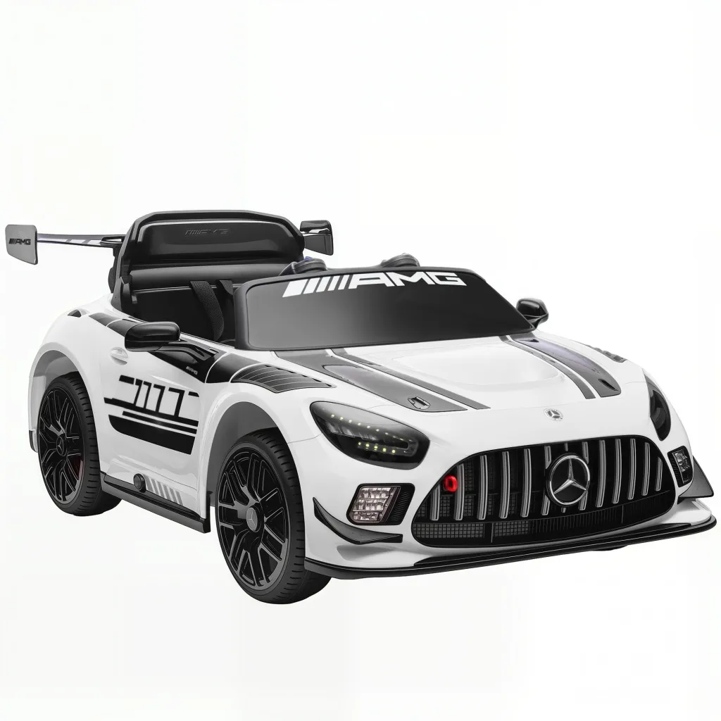 Mercedes električni automobil dječji automobil 12V baterija LED svjetla glazbena funkcija truba 3-8 godina bijela