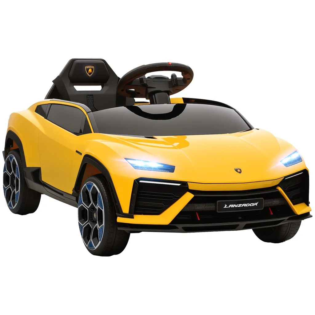 Dječji električni automobil 12V daljinski upravljač 2 motora LED svjetla 101 5x49x43 cm žuti