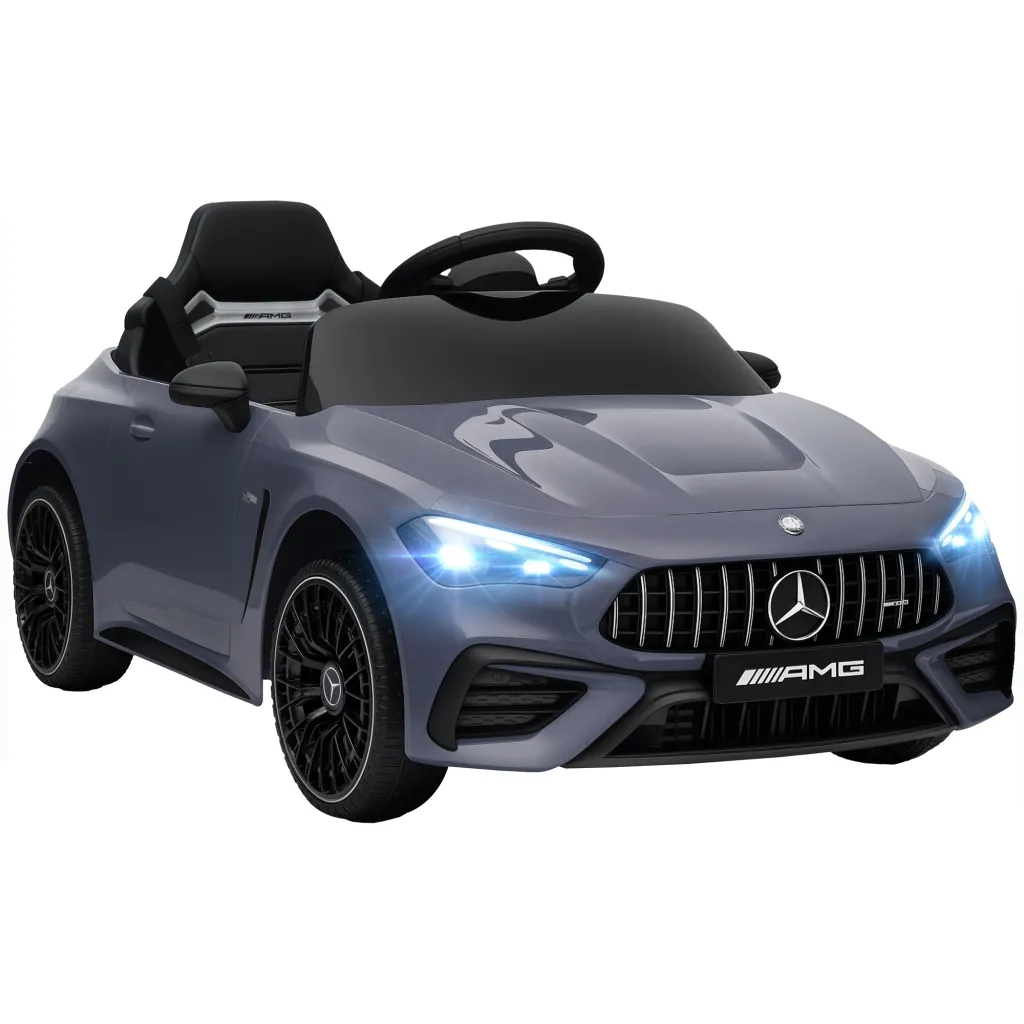 Dječji električni automobil Mercedes dizajn 12V motor daljinski upravljač LED svjetla glazba za djecu od 3-6 godina siva