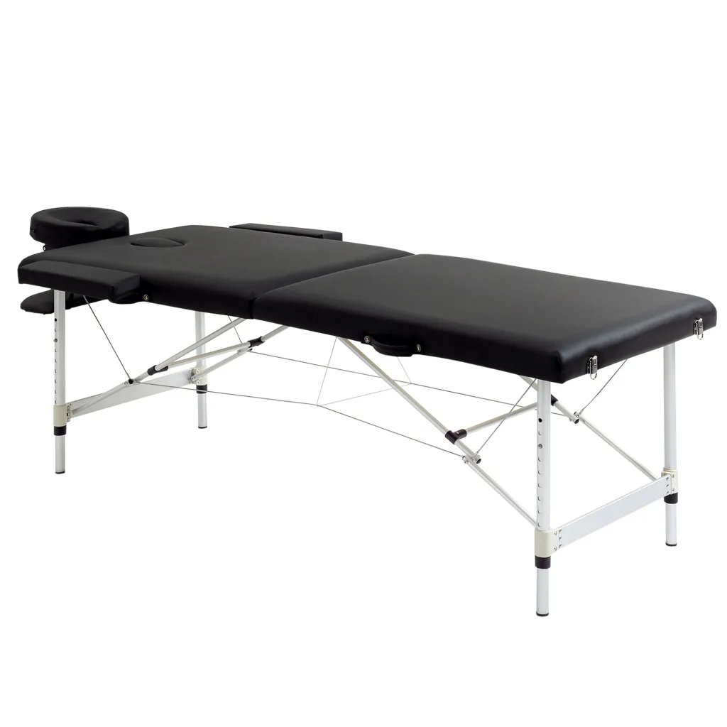 Sklopivi stol za masažu 2 zone umjetna koža crna 90 cm
