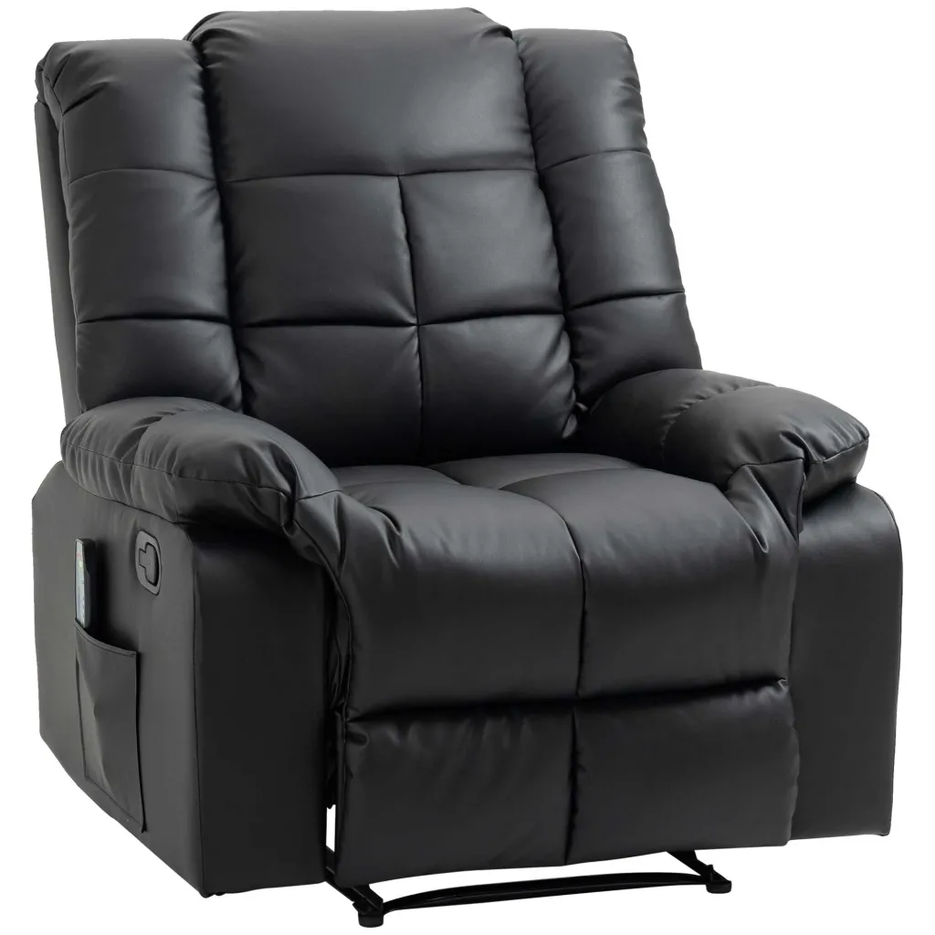 Masažna fotelja naslonjač ​​8 vibracijskih točaka funkcija naginjanja umjetna koža crna 94x99x99 cm