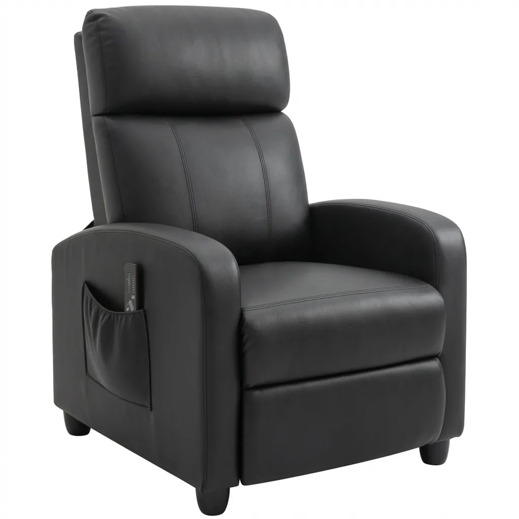 TV fotelja s nagibom i vibracijskom masažom 2 masažne točke 68x88x98 cm crna