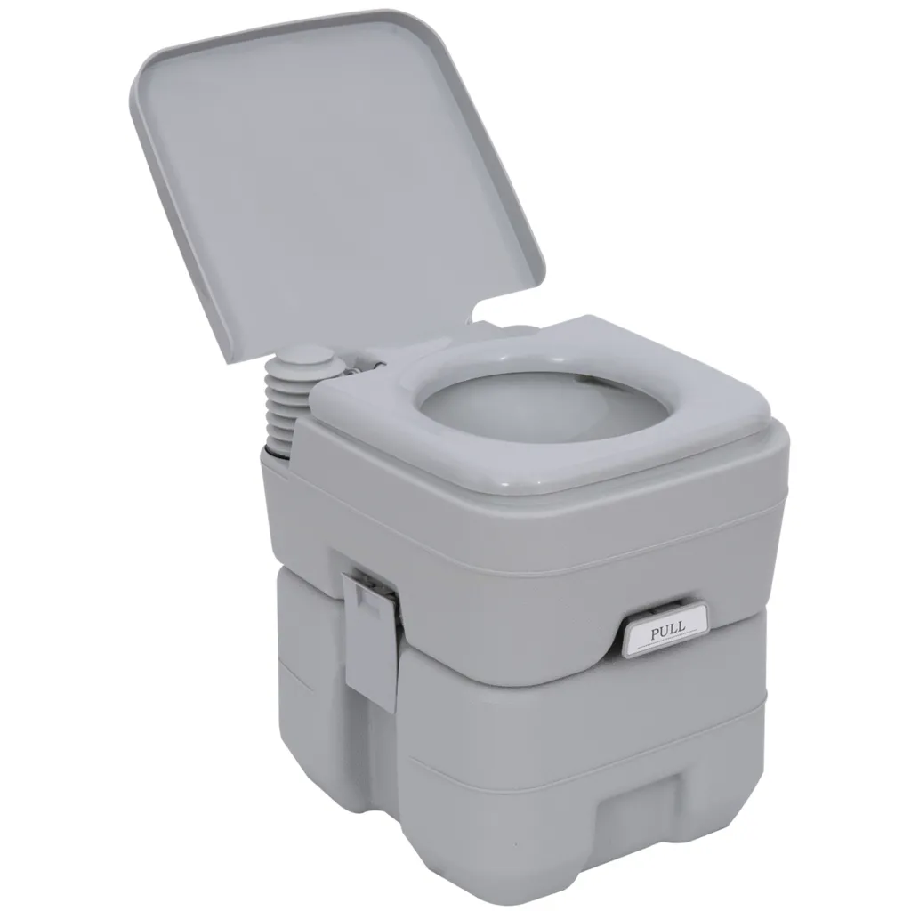 Kamperski WC mobilni WC 20 L kamperski WC s ispiranjem i spremnikom za otpadne vode 35 5 x 41 x 42 5 cm plastični sivi