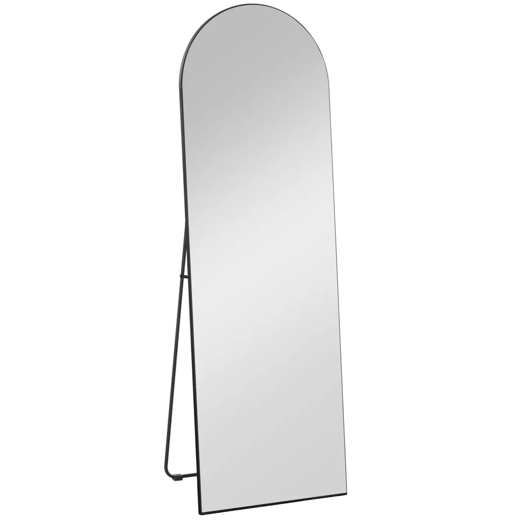 Ogledalo u punoj veličini bez okvira samostojeće/zidno metalni stalak 50x150 cm crno