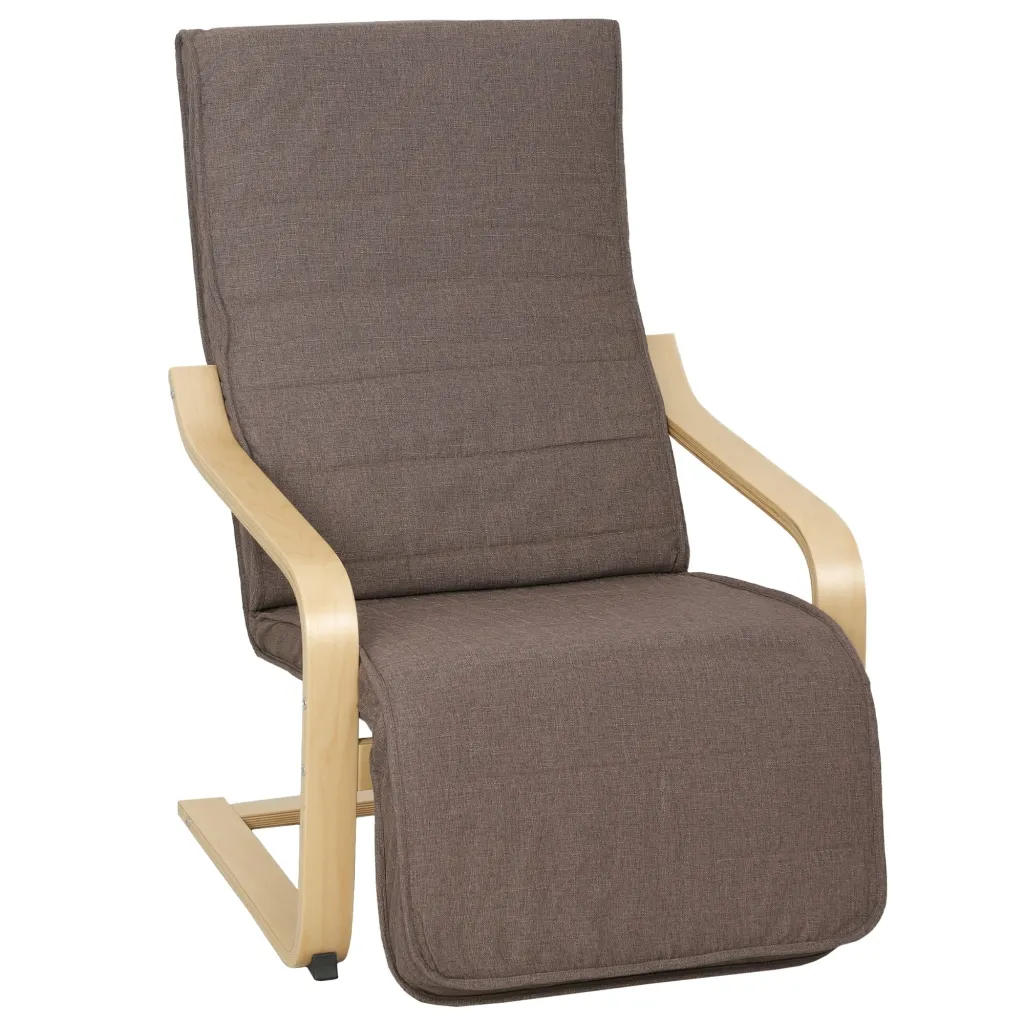 Naslonjač s podesivim osloncem za noge okvir od breze do 120 kg 66 5 x 94 x 100 cm smeđa