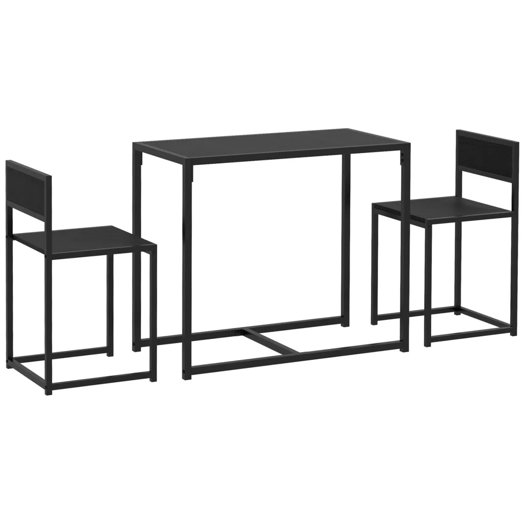 3-dijelni set barskih stolova visoki set stolova 3-dijelni 2 stolice 1 stol 90 cm x 47 cm x 76 cm crna