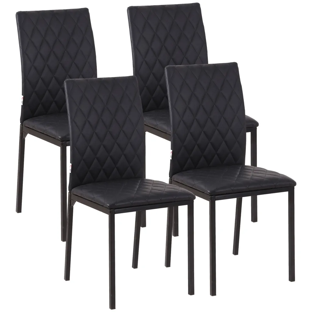 HOCMOM Set od 4 blagovaonske stolice Kuhinjske stolice 41 cm x 50 cm x 91 cm Crna