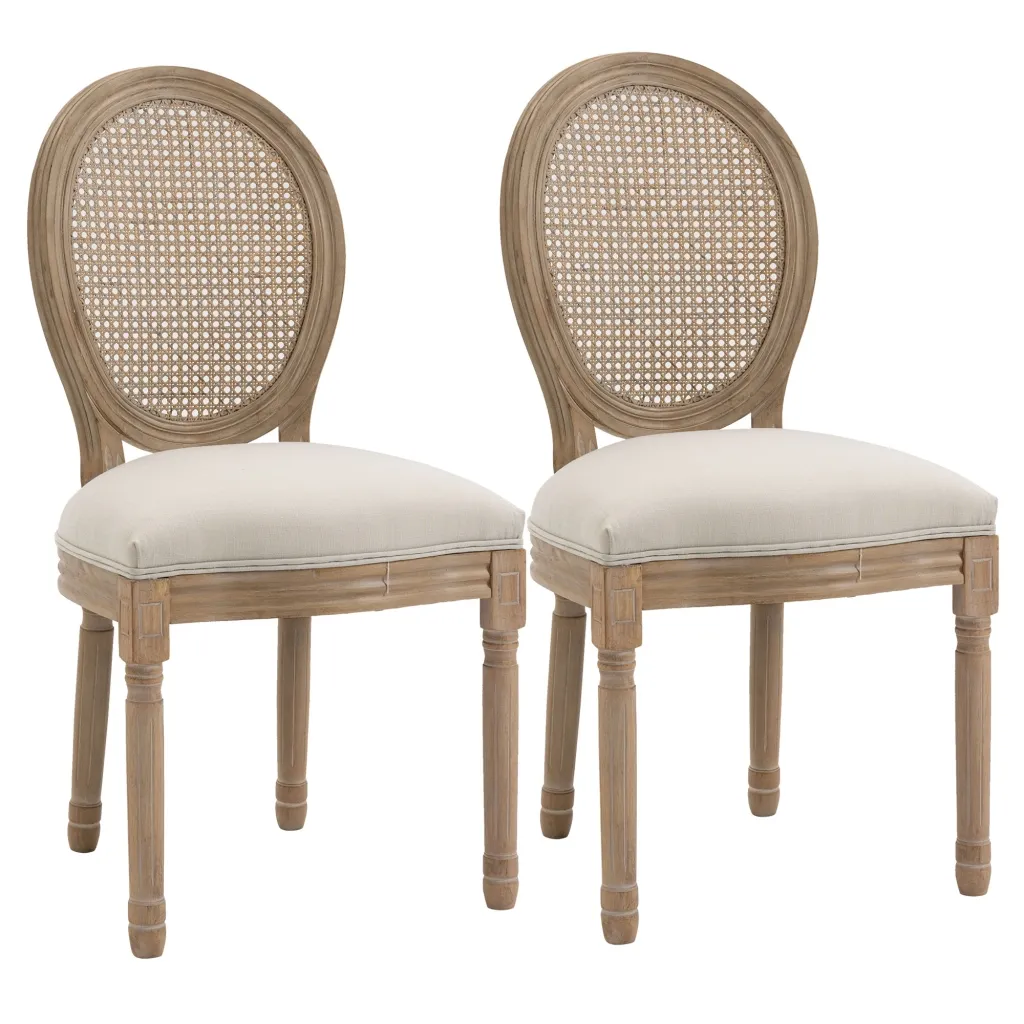 Kuhinjske stolice set od 2 puno drvo 49x56x96 cm krem-prirodno