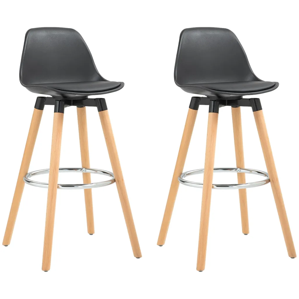 Set od 2 barske stolice skandinavski dizajn s osloncem za noge 43 cm x 43 cm x 91 cm prirodna + crna