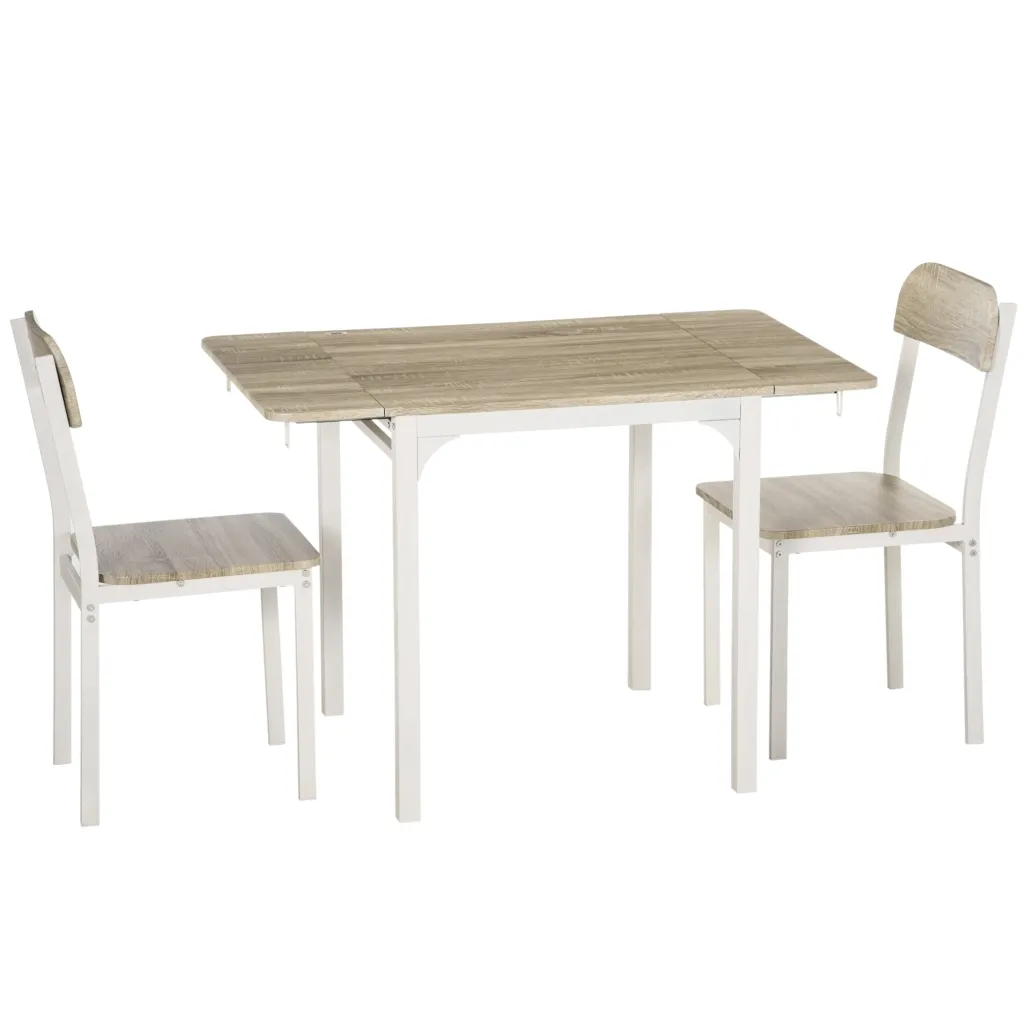 Dvodijelni set za sjedenje sklopivi blagovaonski stol s 2 stolice 110x70x75 cm bijela i prirodna