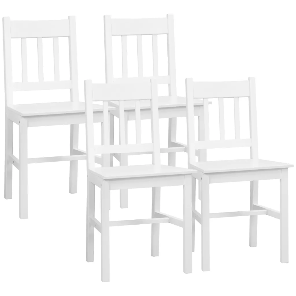 Set od 4 blagovaonske stolice kuhinjske stolice puno drvo 41 cm x 46 5 cm x 85 5 cm bijela