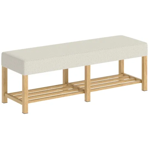 Klupa za cipele od punog drva 140 cm s tapeciranim sjedalom Cijena