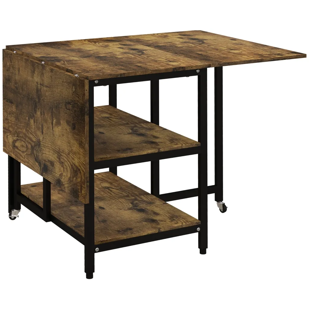 Sklopivi blagovaonski stol industrijski dizajn 140 cm x 80 cm x 75 cm smeđa + crna