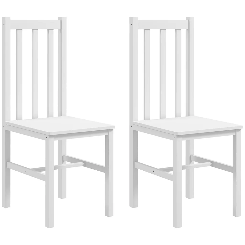 Set od 2 kuhinjske/blagovaonske stolice masivno drvo moderni dizajn 38 5 cm x 47 5 cm x 99 cm bijela